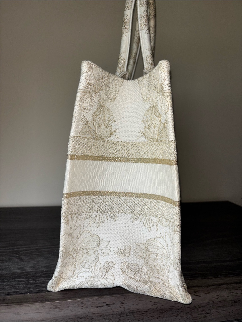 CHRISTIAN DIOR Beige and White Around the Workd Logo Book Tote Bag - Picture 2 of 11